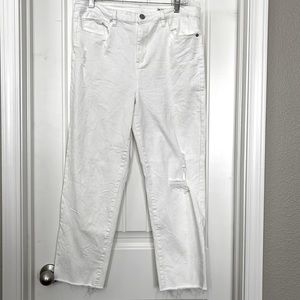 High rise crop white jeans